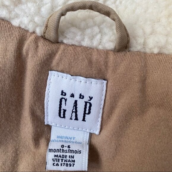 GAP Khaki Sherpa Lined Winter Jacket 0-6 mos - Picture 8 of 10